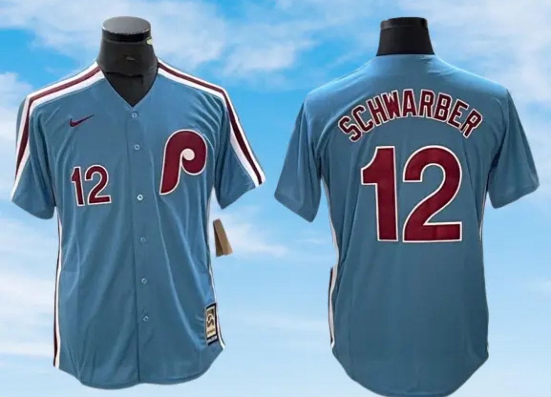2024 MLB Men Philadelphia Phillies #12 Schwarber Nike light blue Home Limited Player Jersey